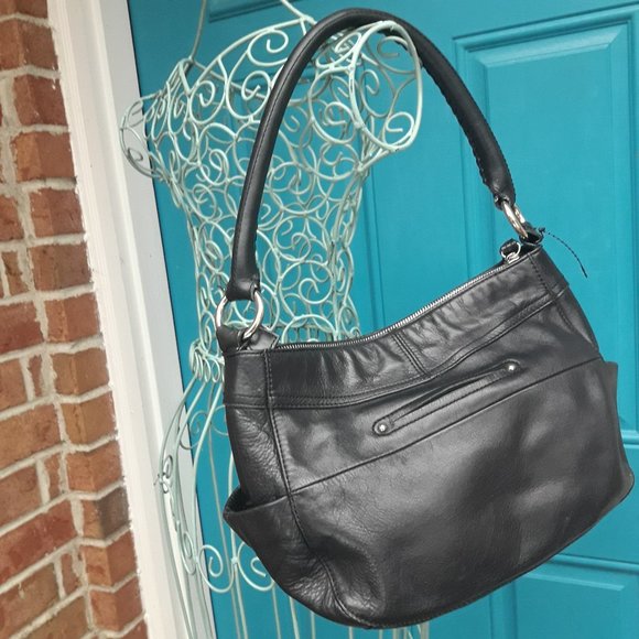 Genuine Leather Hobo Bag Biker Chick Zipper Pockets Pouches - Picture 5 of 16